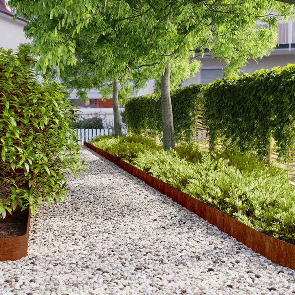 vidaXL Nurmikonreunukset 10 kpl 15x103 cm joustava Corten-ter&auml;s