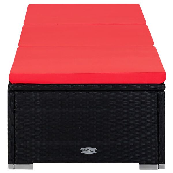 vidaXL 3-osainen Aurinkotuolisarja pikkup&ouml;yd&auml;ll&auml; polyrottinki musta