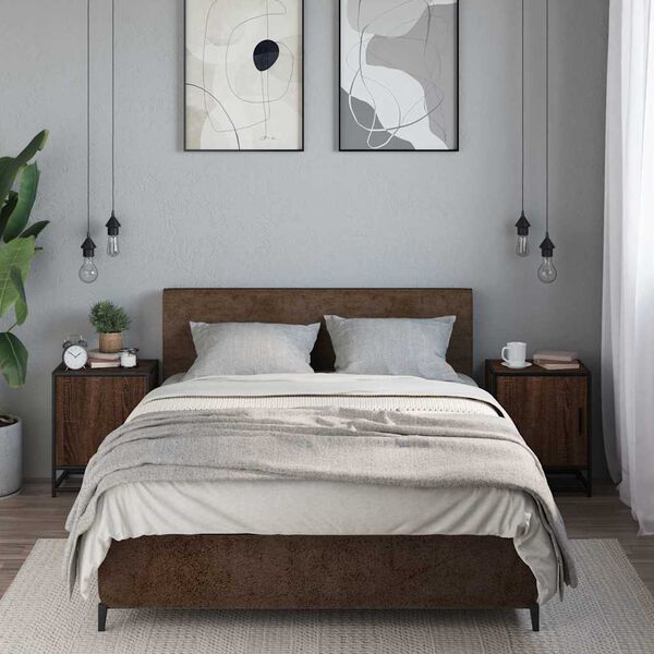 vidaXL Y&ouml;p&ouml;yt&auml;kaapit 2 kpl Ruskea Tammi Suunniteltu puu ja metalli