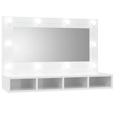vidaXL Peilikaappi LED-valoilla korkeakiilto valkoinen 90x31,5x62 cm