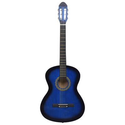 vidaXL 12-osainen klassinen kitara aloittelijan sarja sininen 4/4 39"