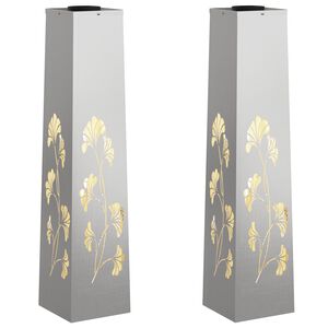vidaXL Aurinko LED-polkuvalo 2 kpl L&auml;mpim&auml;n Valkoinen 18 x 18 x 80 cm
