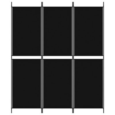 vidaXL 3-paneelinen Tilanjakaja musta 150x180 cm kangas