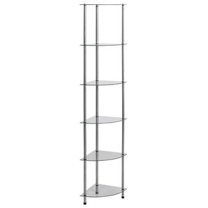 vidaXL 6-kerroksinen hylly l&auml;pin&auml;kyv&auml; 30x30x160 cm karkaistu lasi