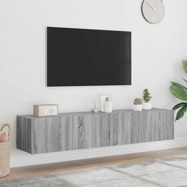 vidaXL TV-sein&auml;kaapit LED-valoilla 2 kpl harmaa Sonoma 80x35x31 cm