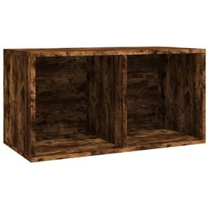 vidaXL Vinyylilevyjen s&auml;ilytyslaatikko savutammi 71x34x36 cm puu