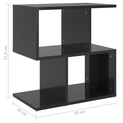 vidaXL Yöpöytä korkeakiilto musta 50x30x51,5 cm lastulevy