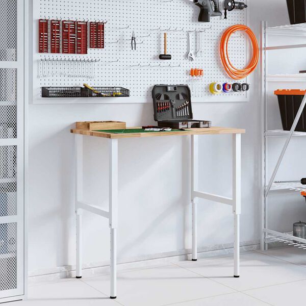 vidaXL Työpenkki 100x60x(71,5-98) cm täysi tammi