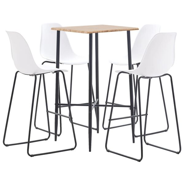 vidaXL 5-osainen Baarisarja muovi valkoinen