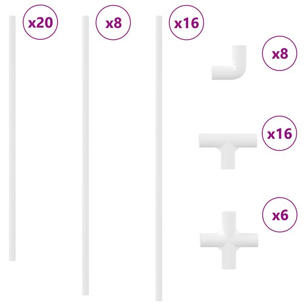 vidaXL PVC-putki 2 pcs Valkoinen 12,2 x 1,8 x 500 mm Mterialpp ja PE