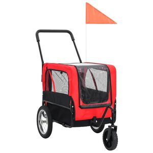 vidaXL 2-in-1 lemmikkik&auml;rry py&ouml;r&auml;&auml;n/juoksurattaat punainen ja musta