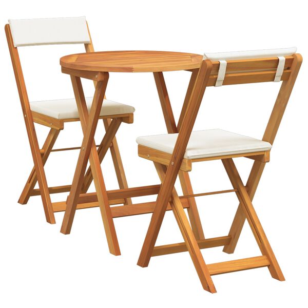 vidaXL Puutarhan Bistro Set tyynyllä 3 pcs Ruskea täysi akaasiapuu