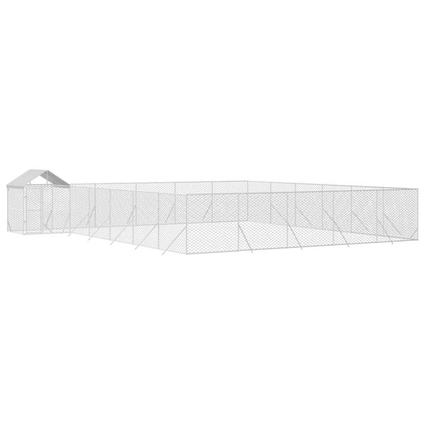 vidaXL Koiran ulkoh&auml;kki katolla hopea 12x12x2,5 m galvanoitu ter&auml;s