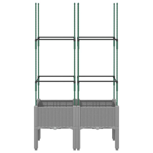 vidaXL Kukkalaatikko s&auml;leik&ouml;ll&auml; vaaleanharmaa 80x40x142,5 cm PP