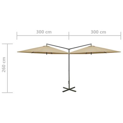 vidaXL Tupla-aurinkovarjo terästanko harmaanruskea 600 cm