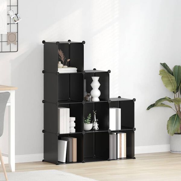 vidaXL S&auml;ilytyslokero 9 kuutiolla musta PP