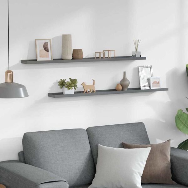 vidaXL Sein&auml;hyllyt 2 kpl harmaa100x9x3 cm