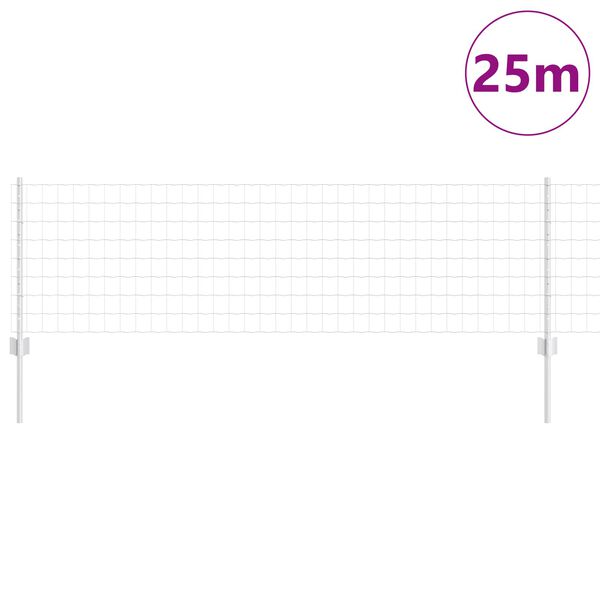 vidaXL Aita ja tolppa Hopea 0,6 x 25 m Ter&auml;s