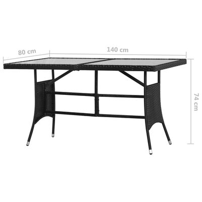 vidaXL Puutarhapöytä 140x80x74 cm polyrottinki musta