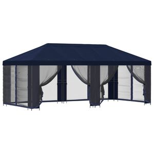 vidaXL Paviljonki sivuseinill&auml; 6 x 3 m Sininen Polyesteri ja ter&auml;s 190