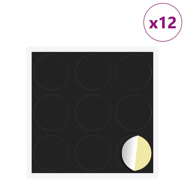 vidaXL Itsekiinnittyv&auml; ruuvikansi 12 pcs Musta &Oslash; 20 x 0,5 mm