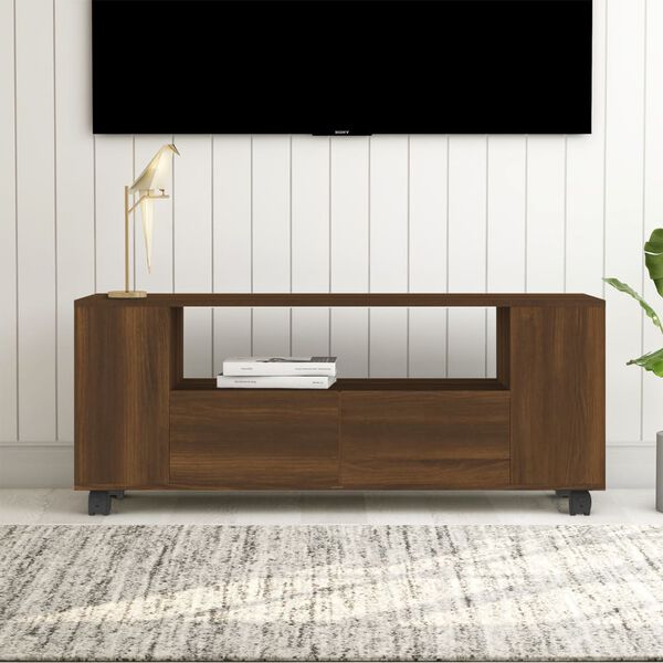 vidaXL TV-taso ruskea tammi 120x35x48 cm tekninen puu