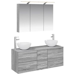 vidaXL Kylpyhuonekalustesetti 4 pcs Harmaa Sonoma Tekninen puu ja lasi