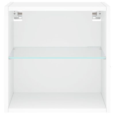 vidaXL Yöpöytä LED-valoilla seinäkiinnitettävä valkoinen