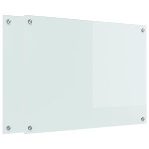 vidaXL Keittiön suojapaneeli 2 pcs Valkoinen 80 x 60 cm karkaistu lasi
