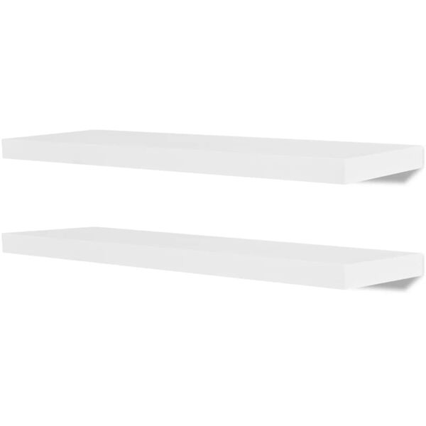 vidaXL Sein&auml;hylly kirjoille/DVD-levyille 2 kpl MDF valkoinen