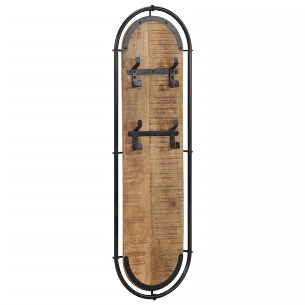 vidaXL sein&auml;lle asennettavat naulakot 4 koukulla 2 kpl karkea mango