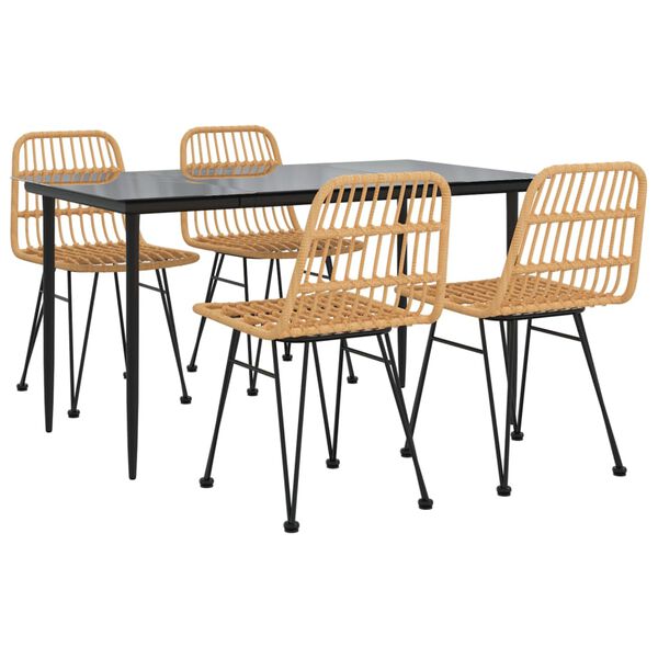 vidaXL 5-osainen Ulkoruokailuryhmä polyrottinki