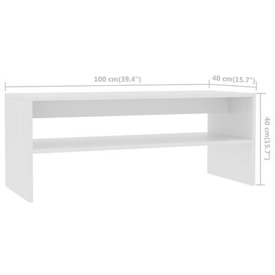 vidaXL Sohvapöytä valkoinen 100x40x40 cm lastulevy