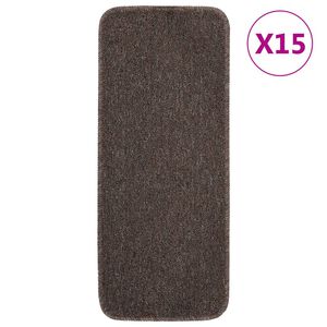 vidaXL Liukumattomat porrasmatot 15 kpl 60x25 cm ruskea suorakaide