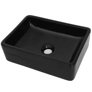 vidaXL Keraaminen pesuallas suorakaide 41x30x12 cm musta