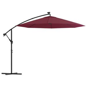 vidaXL Aurinkovarjo cantilever LED-valot ja ter&auml;stolppa viinipunainen