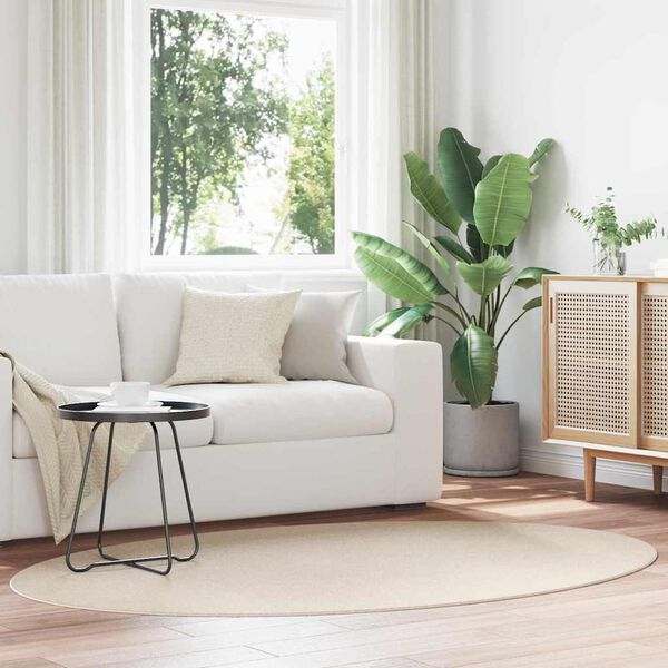 vidaXL Alue matot Ovaali HUARTE Beige 140 x 200 cm 100% polyesteri