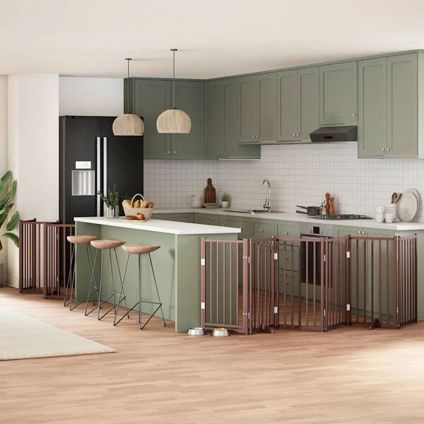 vidaXL Koiraportti kokoontaittuva 12 paneelia ruskea 600 cm poppelipuu