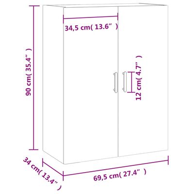 vidaXL Seinäkiinnitettävä kaappi musta 69,5x34x90 cm