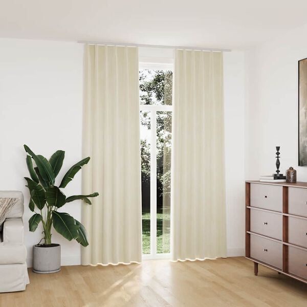 vidaXL Pimennysverhot koukuilla 2 kpl sametti kerma 140x245 cm