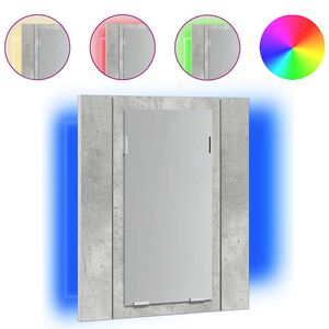 vidaXL Kylpyhuoneen LED peilikaappi betoninharmaa 40x12x45 cm akryyli