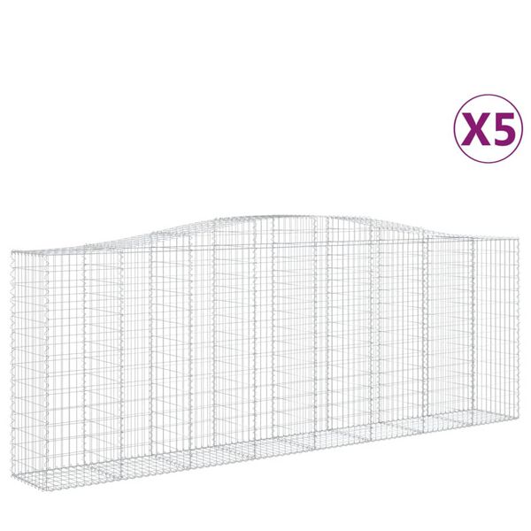 vidaXL Kaarevat kivikorit 5 kpl 400x50x140/160 cm galvanoitu rauta