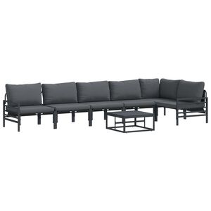 vidaXL Puutarhasohva Setti tyynyll&auml; 7 pcs Musta Ter&auml;s