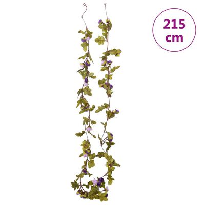 vidaXL Tekokukkaseppeleet 6 kpl vaalea violetti 215 cm