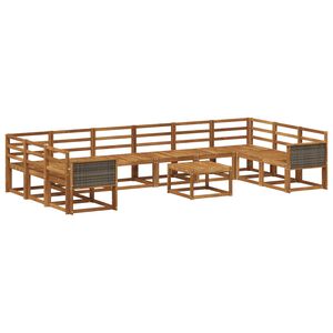 vidaXL Ulkosohvakokoelma 11 pcs Luonnollinen Tihe&auml; akasiapuu