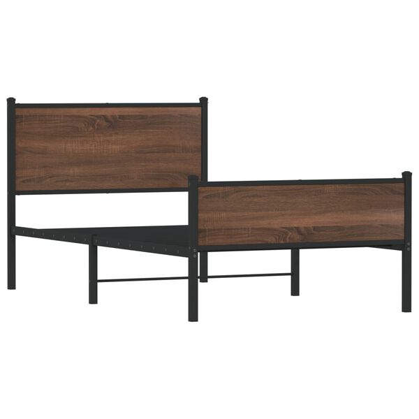 vidaXL Metallinen s&auml;ngynrunko ilman patjaa ruskea tammi 100x200 cm