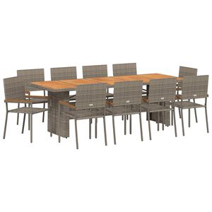 vidaXL Piharuokailu setti 11 pcs Harmaa polyrottinki
