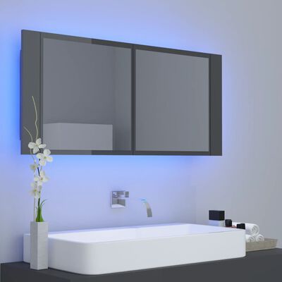 vidaXL Kylpyhuoneen LED peilikaappi korkeak. harm. 100x12x45cm akryyli