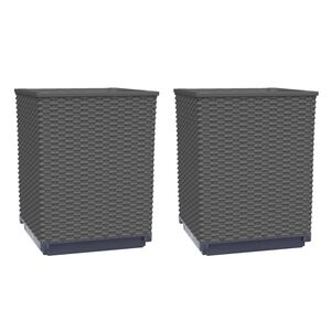 vidaXL Kukkalaatikot 2 kpl musta 30x30x37 cm polypropeeni