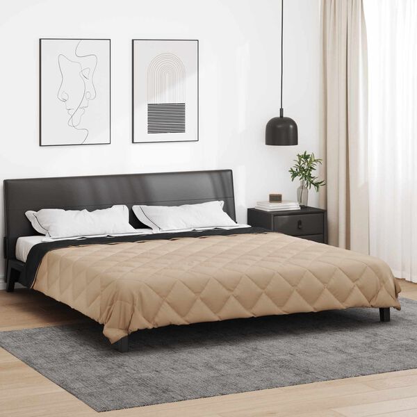 vidaXL Kes&auml;peitto Mustaa ja taupe 220 x 200 cm Mikrokuitu